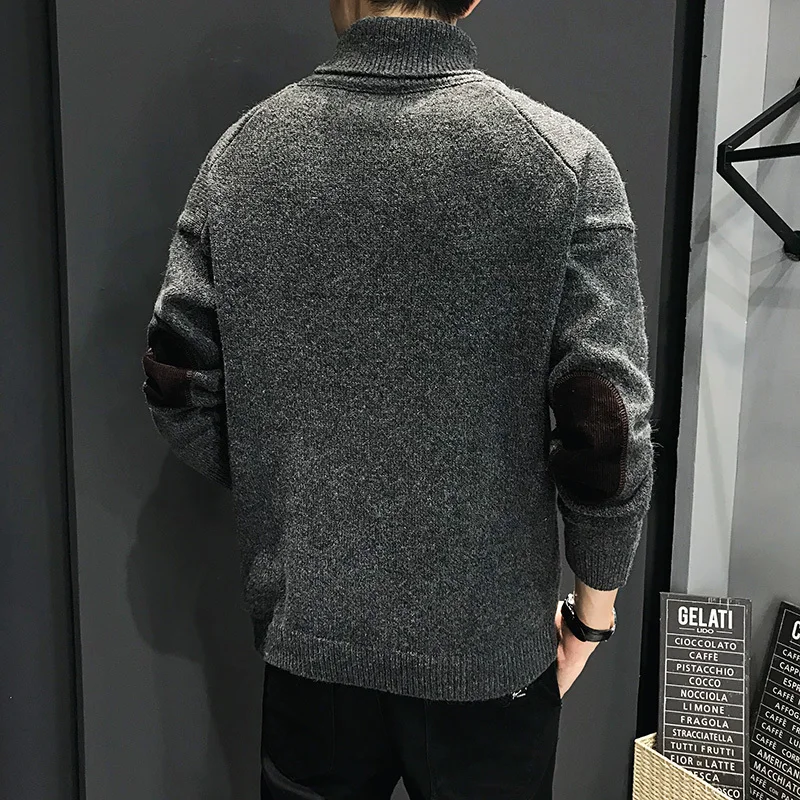 Winter Turtleneck Sweater Men Warm Slim Fashion Solid Color Thick Knit Sweter Men Clothes Wild Long Sleeve Pullover Man M-3XL