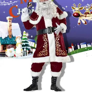 

Christmas Men Flannel Hat Coat Pants Outfits Xmas Santa Claus Cosplay Party Costume Warm flannel design perfect Christmas gifts