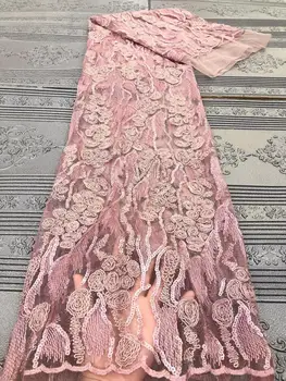 

Latest Nigerian Lace Fabrics 2020 High Quality Purple Sequins Lace Fabric African Net 3D Lace French Sequins Lace Fabric