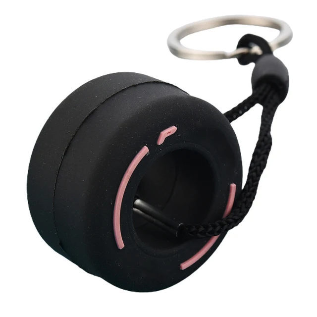 Simulation Cartoon Small Tire Keychain PVC Soft Rubber Key Ring Car Decoration Accessories PVC tire keychain Car pendant pink