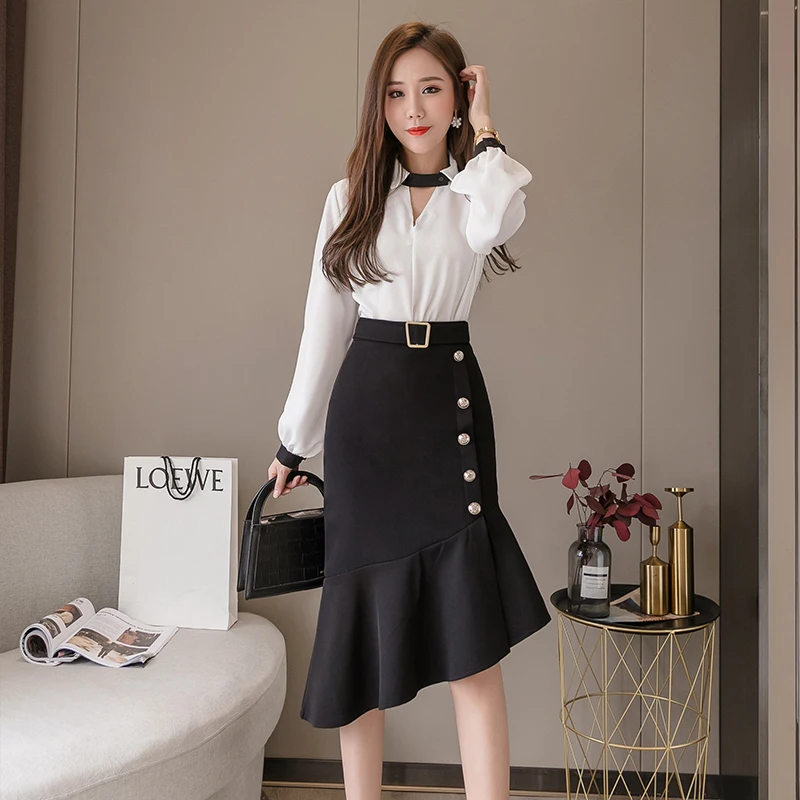 Faldas de sirena de cintura alta para mujer, faldas elegantes de moda coreana, de talla grande, falda de cuentas irregulares, XL - AliExpress Ropa de