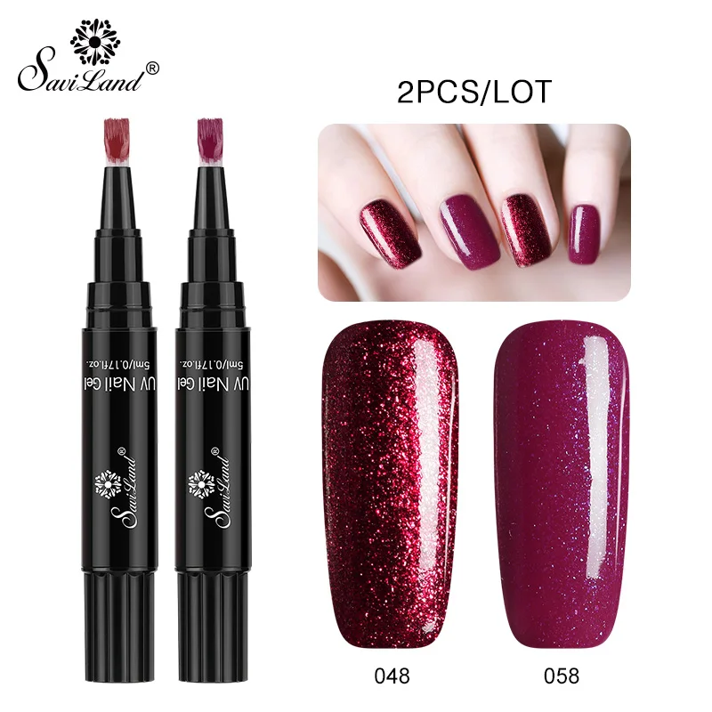 Saviland 3 шт./лот набор гель-лаков UV Vernis полуперманентный праймер верхнее покрытие 5 мл полигель лак для ногтей маникюрный гель - Цвет: 048 n 058
