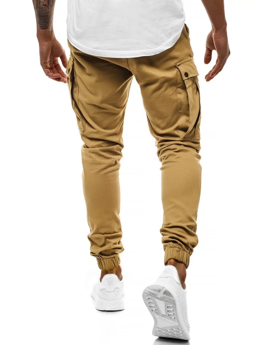 Men Pants Pocket design Casual Sports Trousers Cargo Sweatpants Slim Fitness Gray Khaki Black New