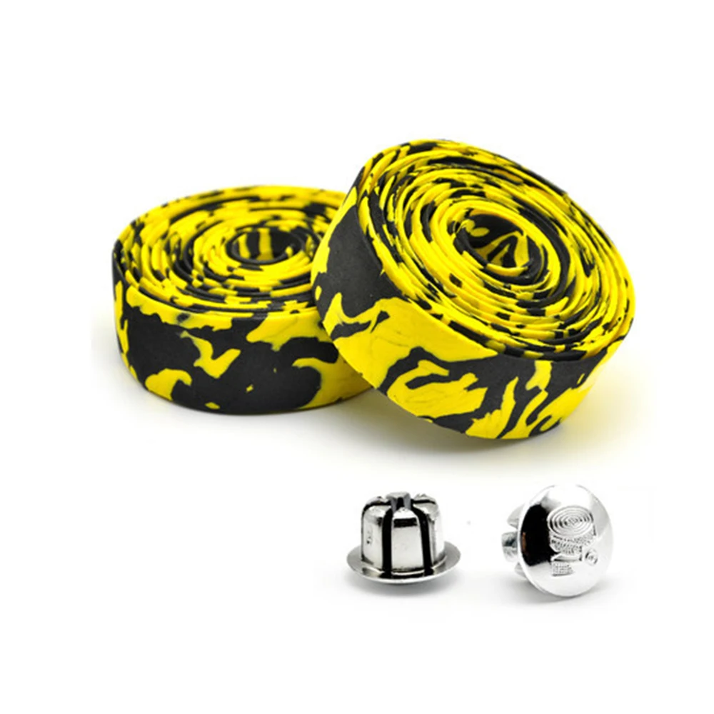 yellow-black 2 шт. велосипедная лента для руля mtb Электрический скутер Нескользящая камуфляжная дорожная велосипедная ручка впитывающая Пот Резиновая лента - Цвет: yellow-black