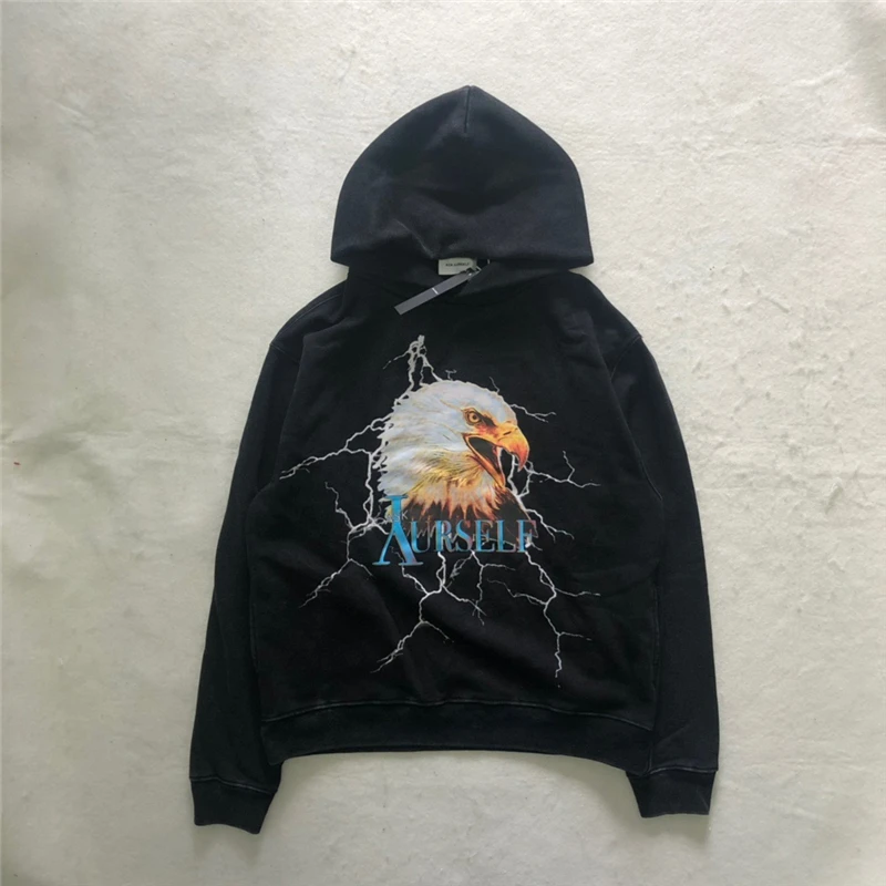 Black Oversize Heavy Fabric Sweatshirts 2021FW ASKYURSELF Eagle Print Hoodie Men Women 1:1 High Quality Pullovers | Мужская одежда