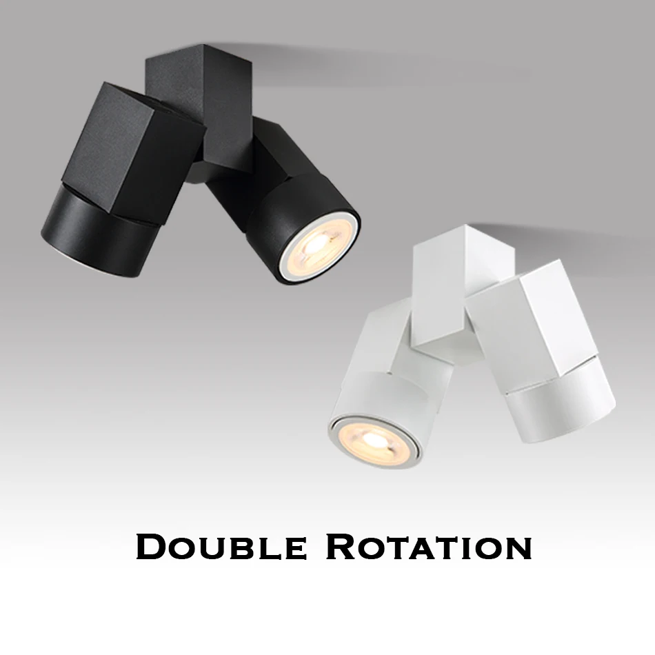 

Indoor led downlight led gu10 180 adjustable double surface mount spotlight white/ black ceiling light
