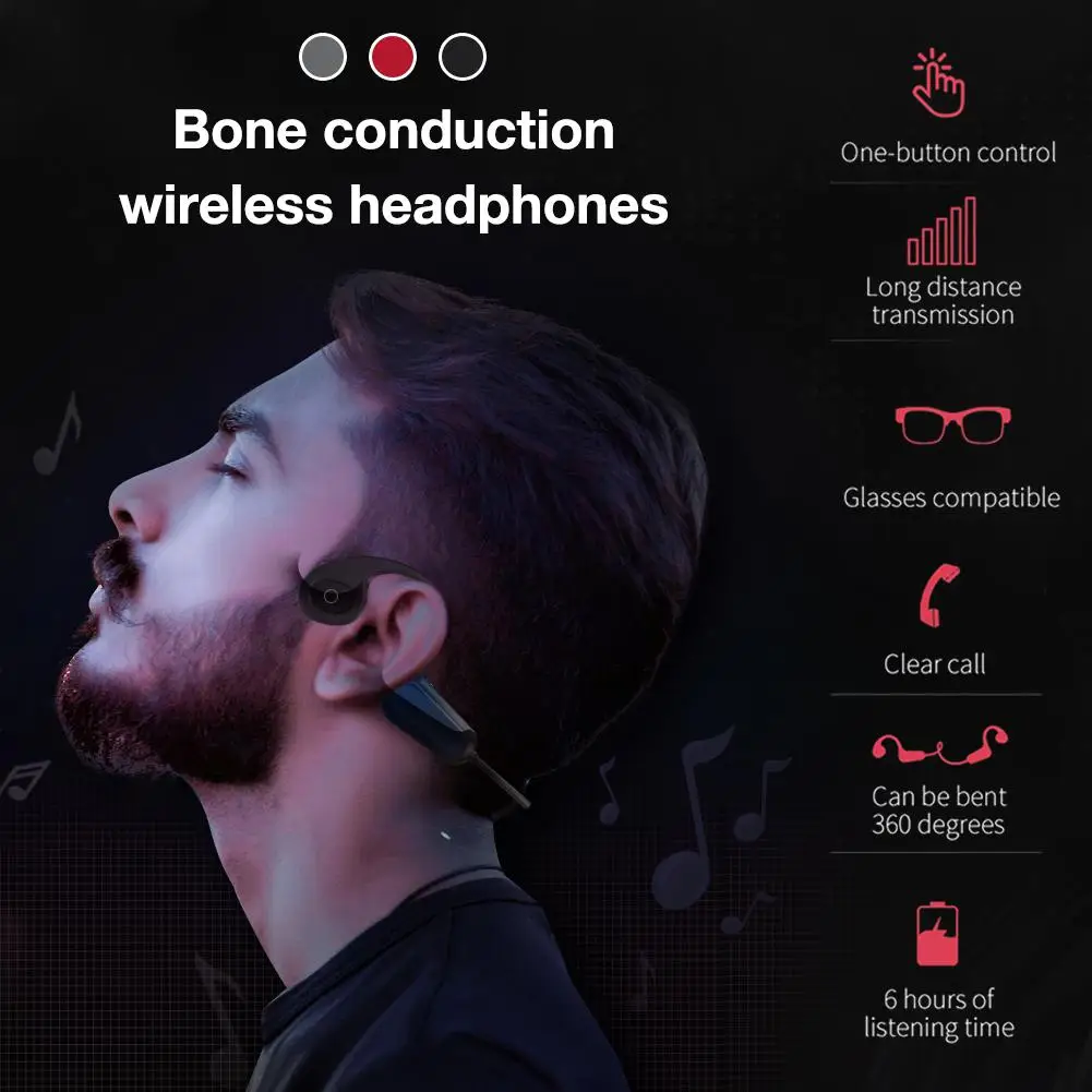 Универсальные беспроводные bluetooth-наушники с костной проводимостью IPX56, водонепроницаемые портативные наушники без вкладышей для занятий спортом, бега, фитнеса