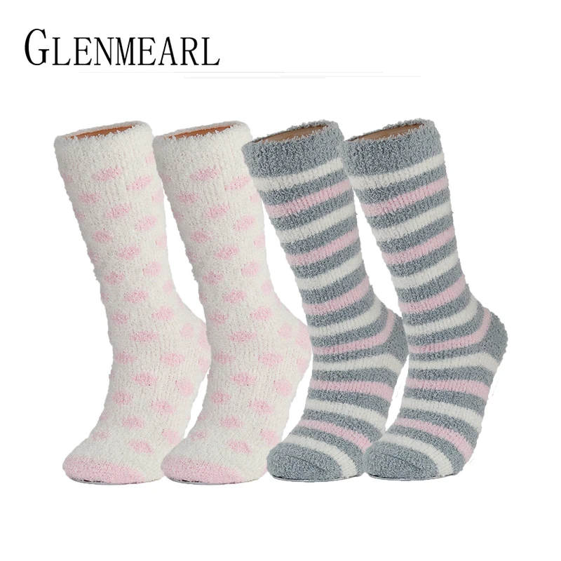 Носки женские высокие в полоску брендовые мягкие теплые Чулочные изделия уютные