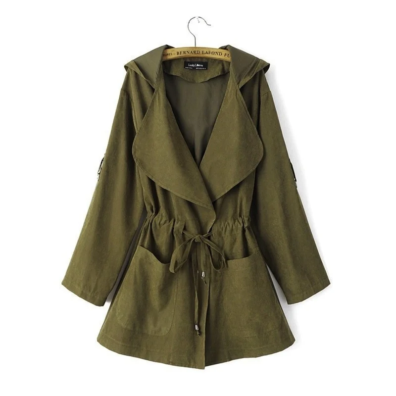 Zogaa Spring Autumn Women Coats Thin Hooded Jackets Women's Solid Casual Loose Cardigan Outwear Korea Style Overcoat with Belt