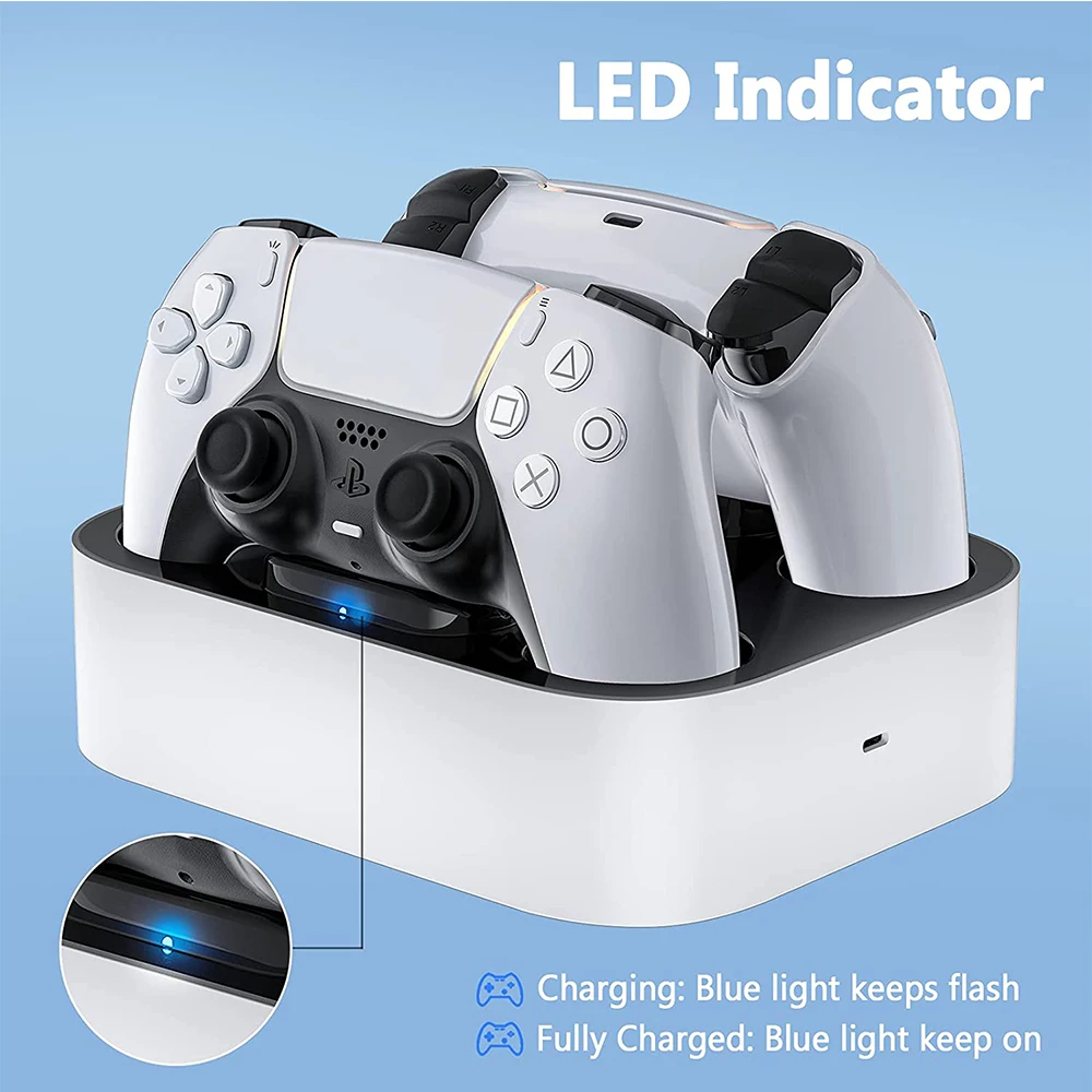 Voor PS5 Controller Charger Dual USB Fast Charging Dock Station Stand met USB A-uitgang voor PlayStation 5 DualSense-accessoires_voghion.com
