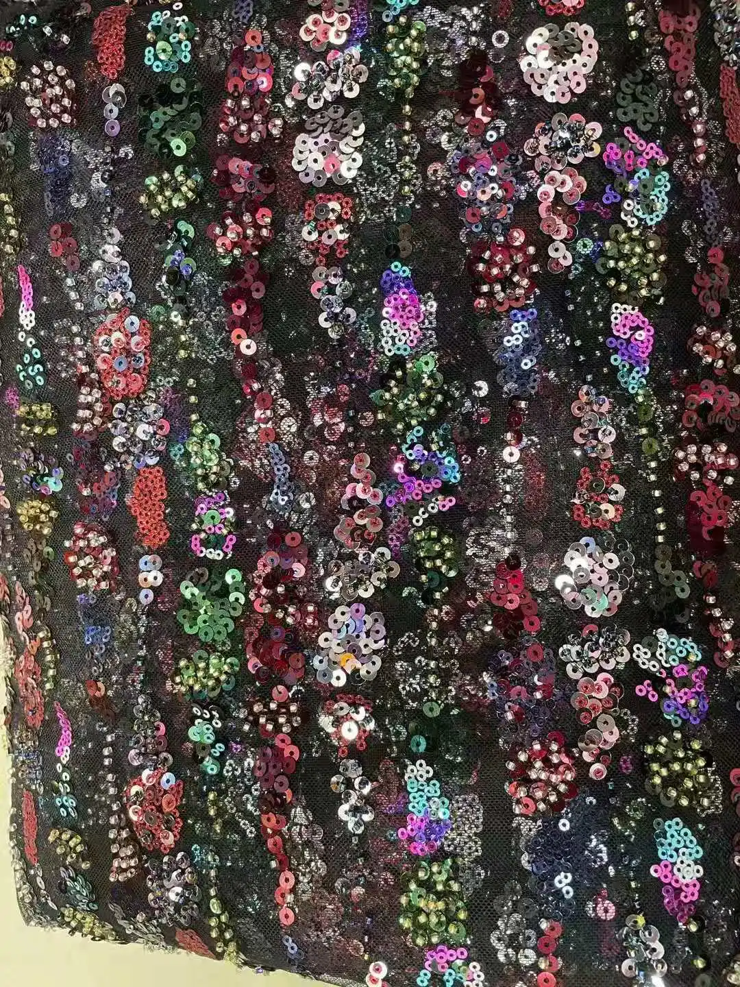 

High quality beads embroidery French tulle net lace /Colorful beads African fabric lace For Evening dress wedding dress