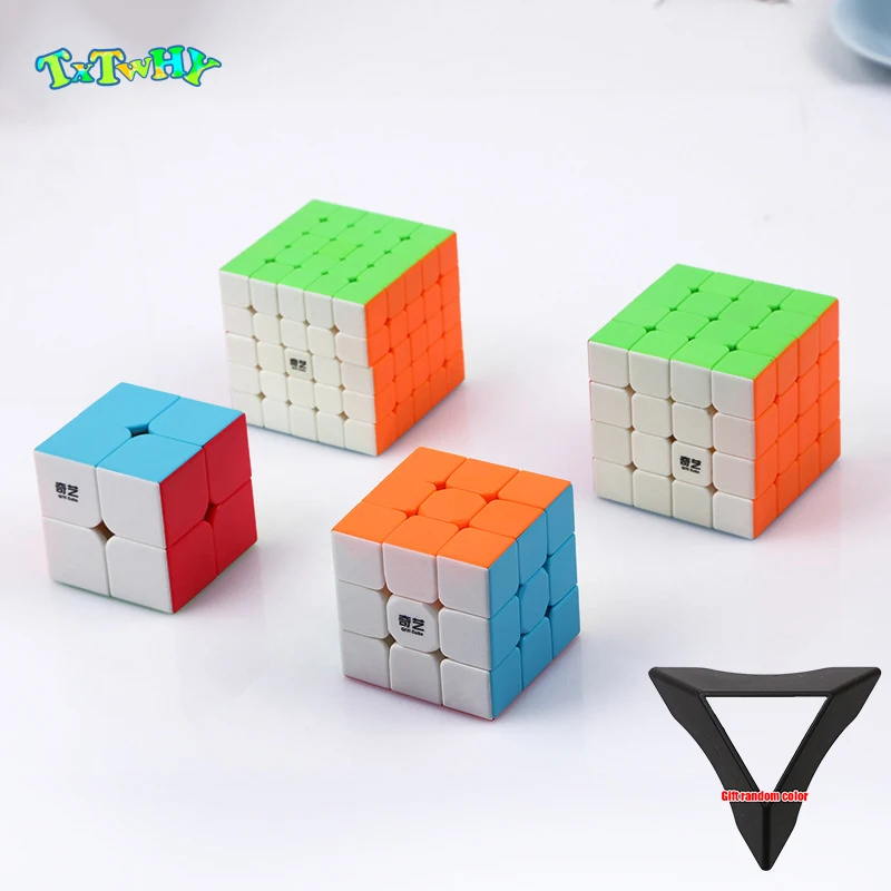 

Qiyi 2x2 3x3 4x4 5x5 Magic Cube QiyuanS QizhengS Speed Cube 4pcs Stickeless Cube for Brain Training Set Gift Educational Toys