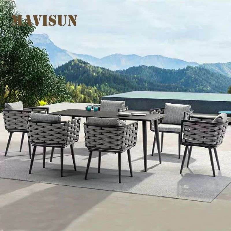 Three Or Five-Piece Rattan Soft Sofa Aluminum Outdoor Sessions Furniture Nordic Leisure Courtyard Villa Balcony Table And Chairs