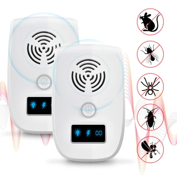 

2pcs US Plug Electronic Mosquito Repellent Indoor Cockroach Mosquito Insect Killer Rodent Contro Ultrasonic Pest Repeller