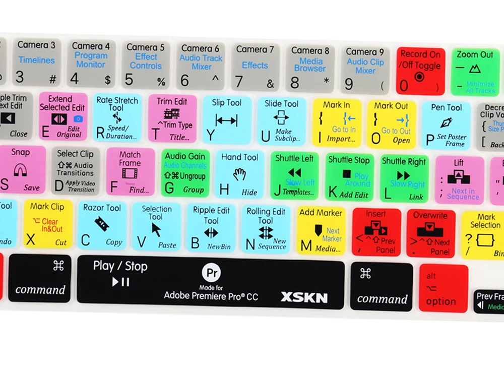 XSKN Premiere Pro CC Shortcuts Keyboard Cover Skin for US Version 16 inch A2141 New MacBook Pro with Touch Bar & Touch ID XSKN Premiere Pro CC Shortcuts Keyboard Cover Skin for US Version 16 inch A2141 New MacBook Pro with Touch Bar & Touch ID