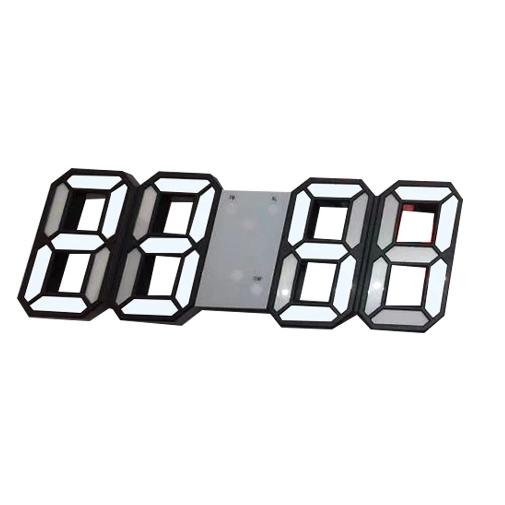 White B 3D большой светодиодный цифровой настенные часы с датой Цельсия ночник Дисплей настольные часы будильник для дома гостиная - Цвет: White B