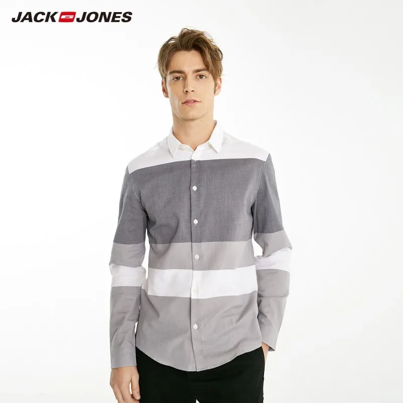 Goede Jackjones Mannen 100% Katoen Toevallige Streep Shirt Menswear 219105555