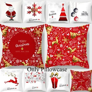 

3pcs Peach velvety Pillowcase Cover Christmas Cushion Cover for Choice Christmas Santa Pillowcase Decorative