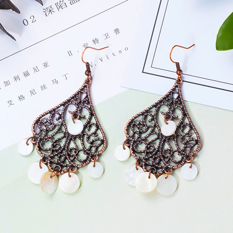 Винтаж в этническом стиле Круглый кисточкой Висячие бохо серьги с болтающимися