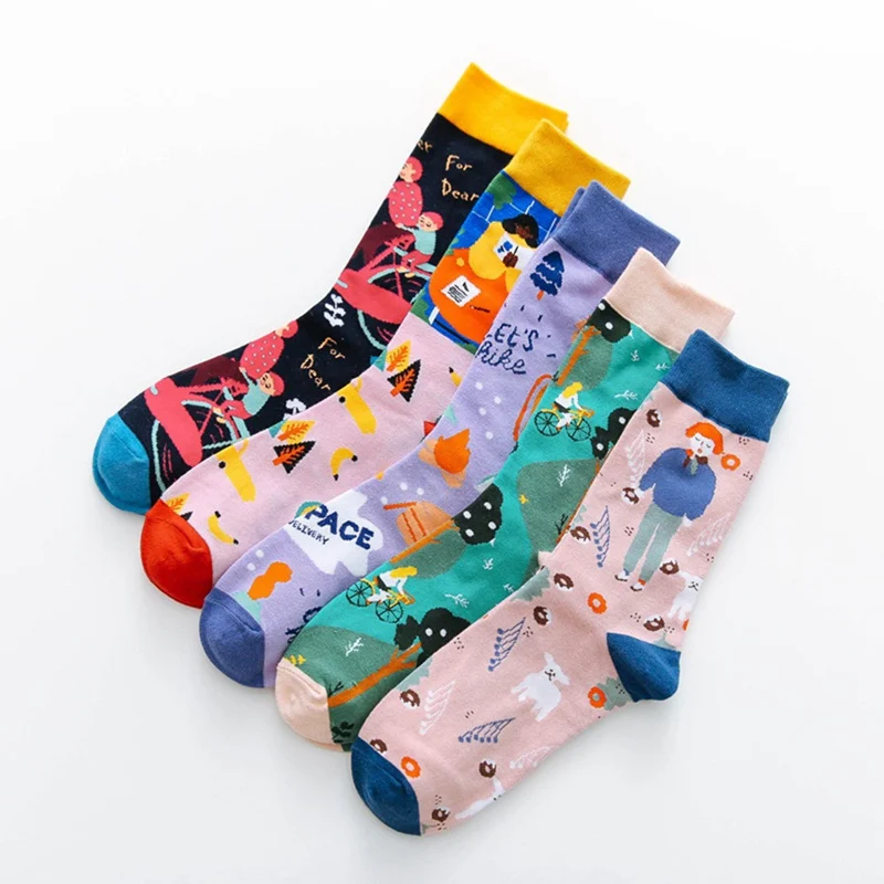 Colorful Creative Socks Women Socks Trend Crew Socks Non-slip Breathable Deodorant Comfortable