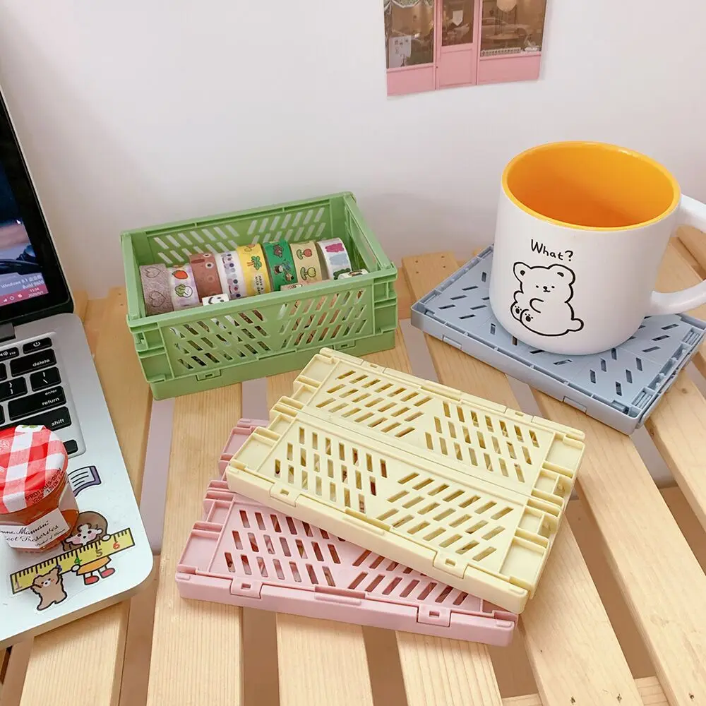 MINKYS Mini Foldable Desktop Organizer Desk Storage Basket Box Office School Stationery Accessories desktop storage box stationery organizer desktop storage shelf stationery storage box desktop storage kit