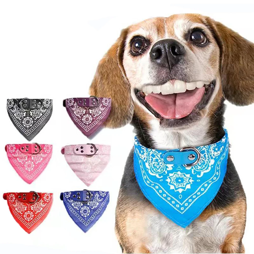 Title 14, Pet Dog Collars with Print Scarf Cute Adjustabl...