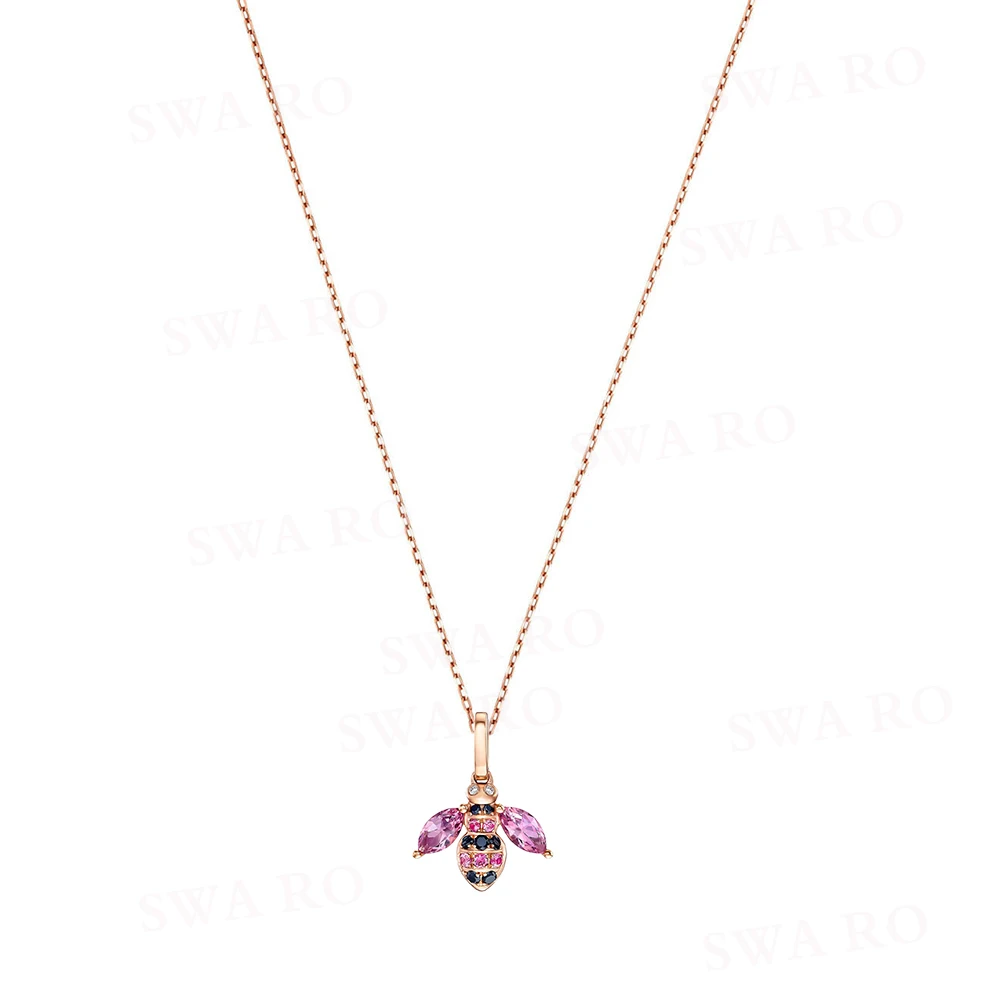 Новая мода счастливый цвет подвеска "Мед" розовое золото великолепное нежное розовое украшение в виде пчелы Кристалл Женское ювелирное ожерелье - Окраска металла: 2