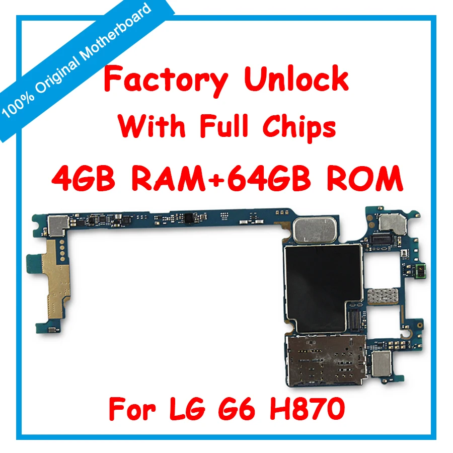 

Unlocked Motherboard For LG LG G6 H870 VS988 Original Mainboard with chips Tested Logic Board