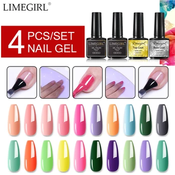 

Limegirl Nail Gel Polish Set 2/4PCS Kit Semi Permanent With Base And Top Coat For Manicure Hybrid Varnishes Poly Nail Gel Art