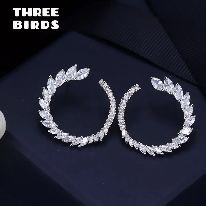 Трендовые нежные серьги в виде листьев оливы Cz в виде цветов, высокое качество, прозрачные серебряные серьги с кубическим цирконием для женщин, свадебные ювелирные изделия