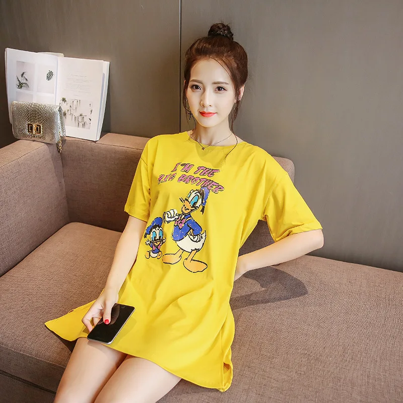 

Maternity Clothes 2019 Summer New Style Donald Duck Printed Loose And Plus-sized Pregnant Women Medium-length T-shirt