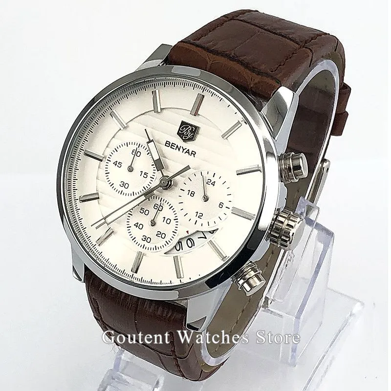 Мужские часы BENYAR лучший бренд класса люкс мужские военные спортивные кварцевые часы с кожаным ремешком часы