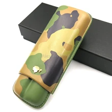 COHIBA Высококачественная камуфляжная яловая кожа 2 трубки портсигар чехол Humidor держатель путешествия Бизнес Стиль