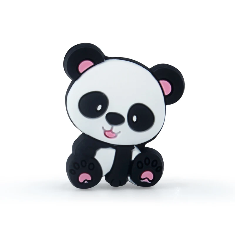 Panda Pink Keep& Grow 3 шт. Мини мультфильм Силиконовые Бусины BPA Бесплатно Детские прорезывания зубов Соска с бусами цепи ожерелье аксессуары силиконовый Прорезыватель - Цвет: Panda Pink