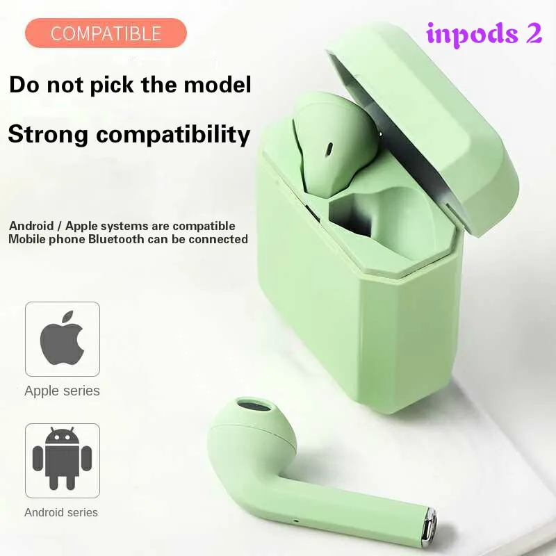 Беспроводные наушники Macaron i2 TWS оригинальные матовые inpods с Bluetooth 5 0 i9s i10 i11 i12
