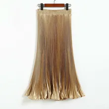 Эластичные юбки с высокой талией для женщин, большие размеры, плиссированная юбка, длинные осенние зимние юбки макси, Европа Faldas Mujer Moda Jupe Femme