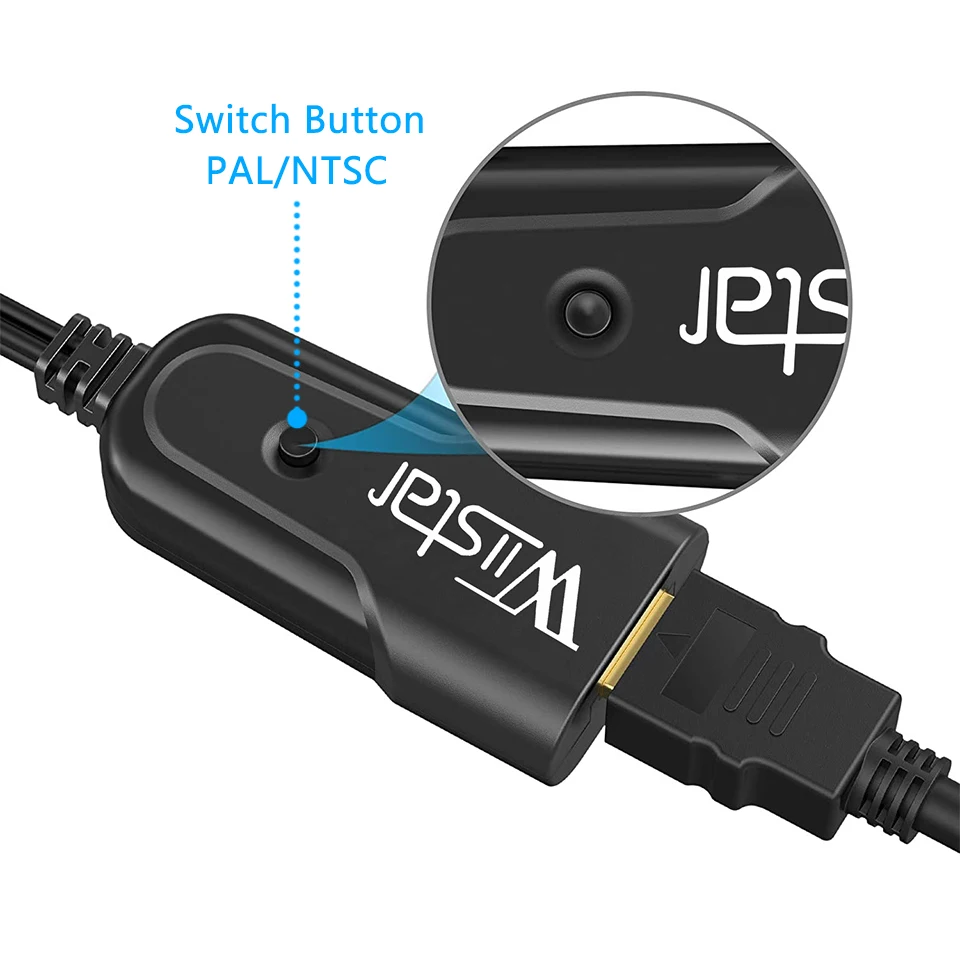 Conversor de vídeo wiistar hdmi para av, hdmi2av hdmi para rca macho 1080p ntsc/pal para pc hdtv ps3 vcr