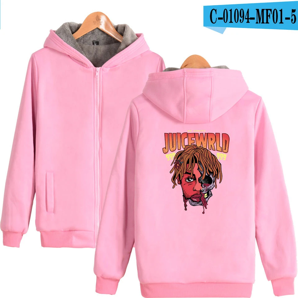 2D принт плюс толстый сок Wrld Толстовка супер теплое пальто зима молния Harajuku куртка унисекс уличная негабаритная - Цвет: pink