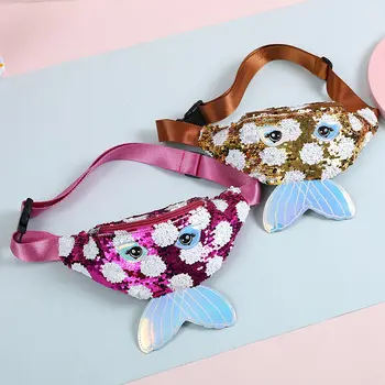 

equins Printing Waist Bag For Women Fashion Fanny Pack Girls Shoulder Belt Bags Kids Waist Packs Cartoon Glitter Phone Pouch