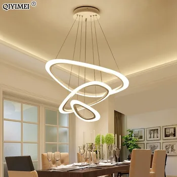 

New Modern LED pendant lights for living room dining room 4/3/2 Triangle Rings acrylic aluminum body LED Pendant Lamp
