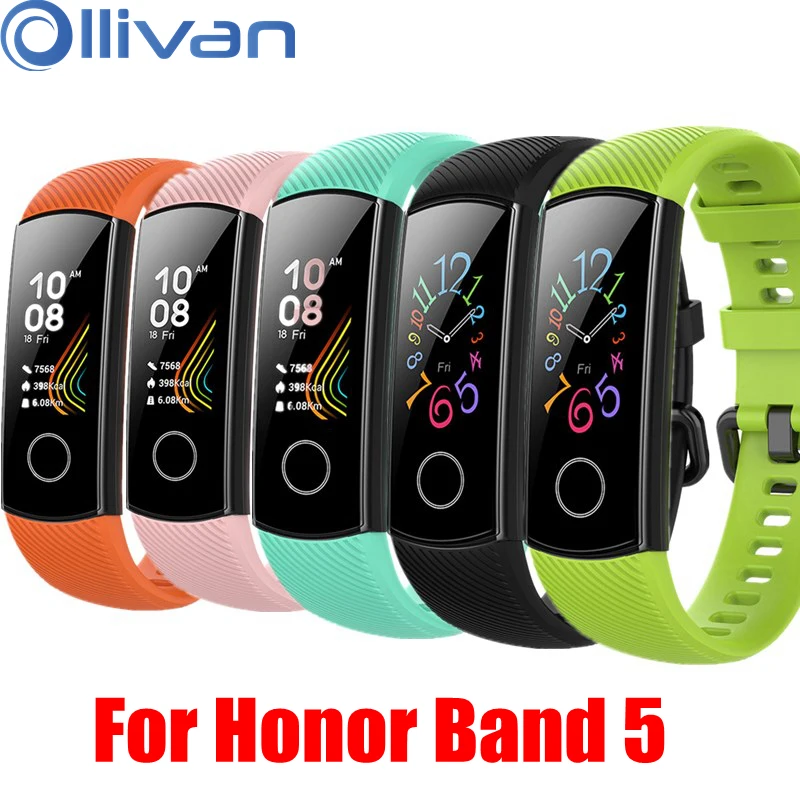 Ремешок OLLIVAN для Huawei Honor Band 5 силиконовый мягкий ТПУ ремешок на запястье браслет
