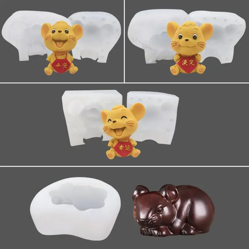 

OOTDTY 3D Rat Mouse Silicone Candle Mold Handmade Soap DIY Cake Decorating Baking Mould