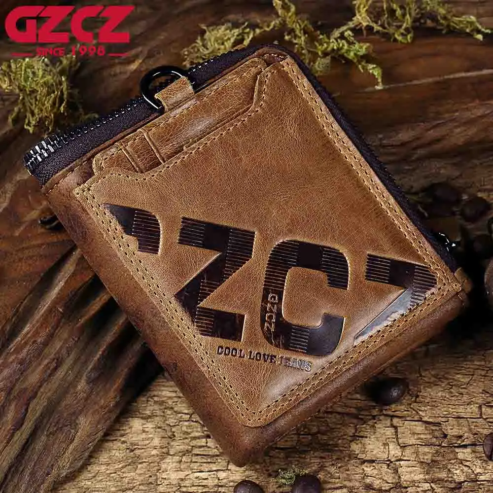 Лучшие мужские кошельки GZCZ из натуральной кожи съемные держатели для карт и