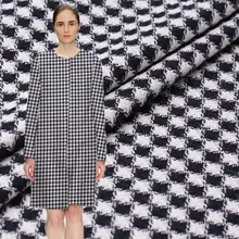 Осень зима черная белая Клетчатая Шерстяная твидовая ткань для пальто tissu au metre bazin riche getzner telas por metro tissus tecido