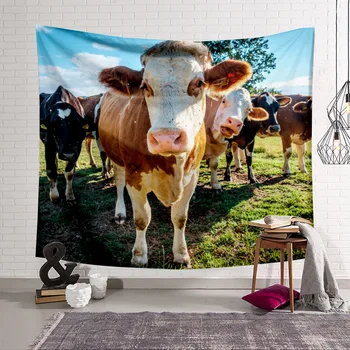 

Grassland Cattle Horses Tapestry 3D Printing Tapestrying Rectangular Home Decor Wall Hanging 05
