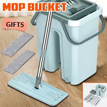 

Spray Magic Mop for wash floor Flat Squeeze Automatic Hand Washing Wop mop bucket hand free brush microfiber mop Cleaning Cloths