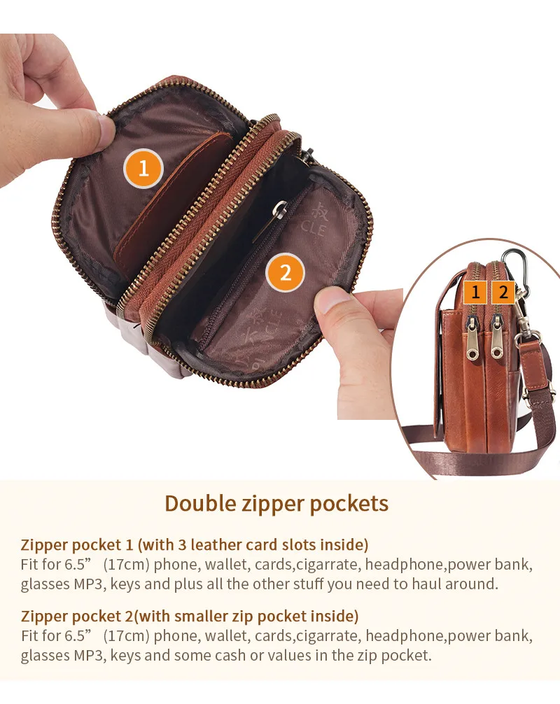 6,5 дюймов нагрудная сумка, простая Ретро универсальная повседневная Кожаная Мини поясная сумка, мужской кошелек, двухслойная сумка на пояс
