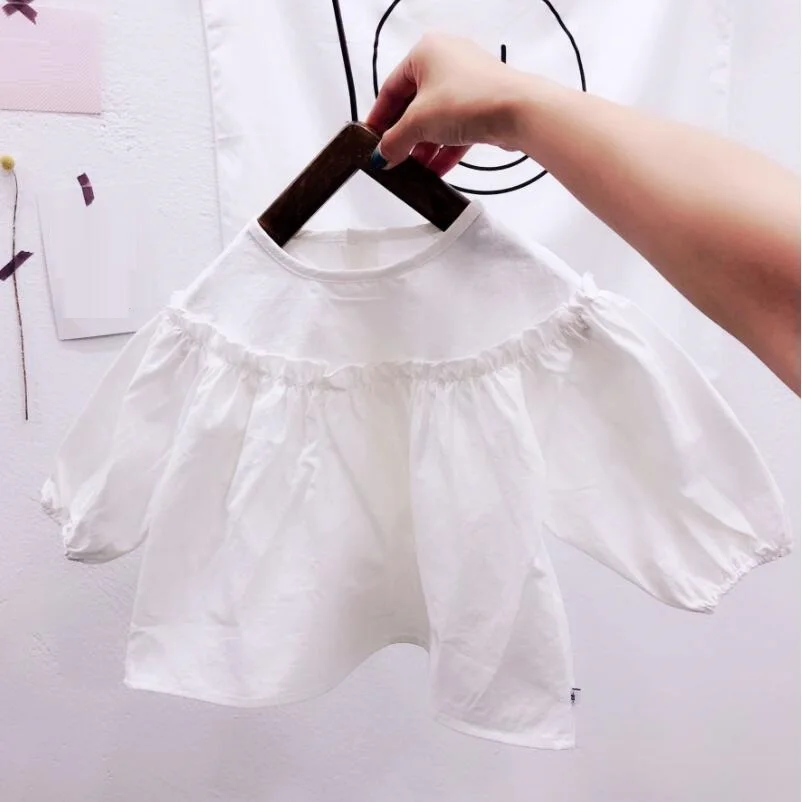 white girls blouse Коллекция года, осенне-весенняя одежда для младенца, блузка для девочек, рубашка белые детские хлопковые топы и блузки с длинными рукавами для девочек, JW4551 - Цвет: white girls blouse