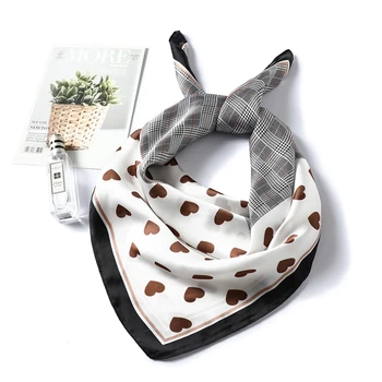 

Luxury Brand Designer Silk Scarf Hijab Women Heart-shaped Pattern Shawls Gift for Lady High Quality Neckerchief Foulard Bandana