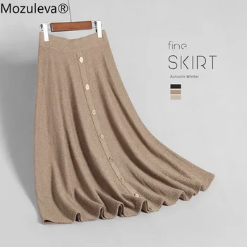 

Mozuleva Women's Korean-Style Bright Silk Knitted Dress A- Line Dress 2020 New Style For Autumn And Winter Long Skirt